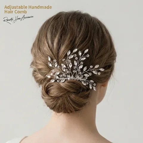 Handgefertigter Braut Strass Haarkamm Gold Silber Rebenblatt Haarnadel Elegant Hochzeit Kopfschmuck Damen Haarschmuck