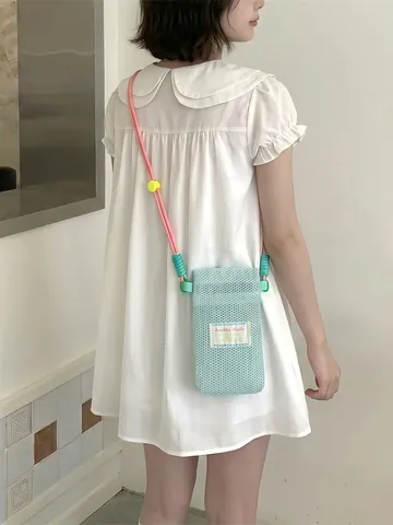 Borsa Per Cellulare In Rete Pochette Tracolla Con Cordino Regolabile Stile Dolce Fresco Leggero Traspirante Per Donna
