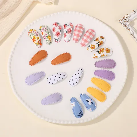 Carini Fermagli per Capelli a Scatto in Tessuto per Bambine Fatti a Mano Floreali a Quadri a Pois con Bordo a Onde Accessori per Capelli Quotidiani