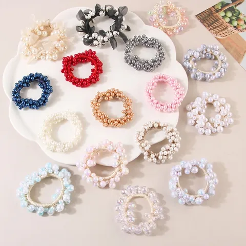 Eleganti Elastici Per Capelli Con Künstliche Perle Sintetiche Per Donna Chouchou Fatti a Mano Con Künstliche Perle Supporto Per Coda di Cavallo Accessori Per Capelli Stile Coreano