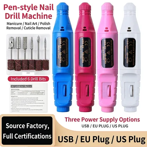 Fresatore Per Unghie Elettrico Portatile Alimentato Tramite USB Professionale Manicure Pedicure Penna Lucidante Con Punte In Metallo