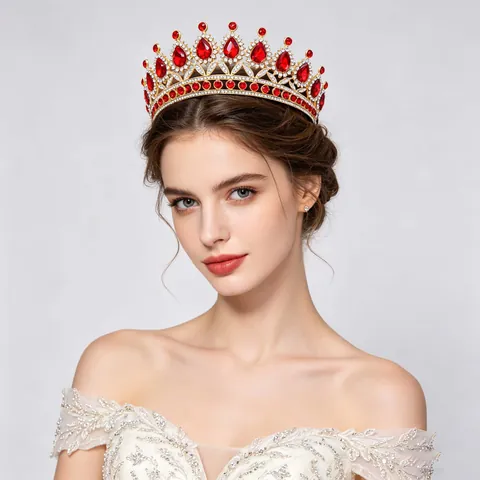 Barock Luxus Legierung Tropfenform Strass Krone Tiara Für Damen Hochzeit Party Braut Haarschmuck Vintage Königin Kopfschmuck