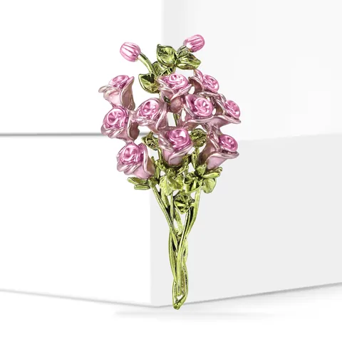 Elegante Spilla a Bouquet di Rose in Lega Smaltata Vintage Pin Floreale per Donna Abito Cappotto Abbigliamento Accessori