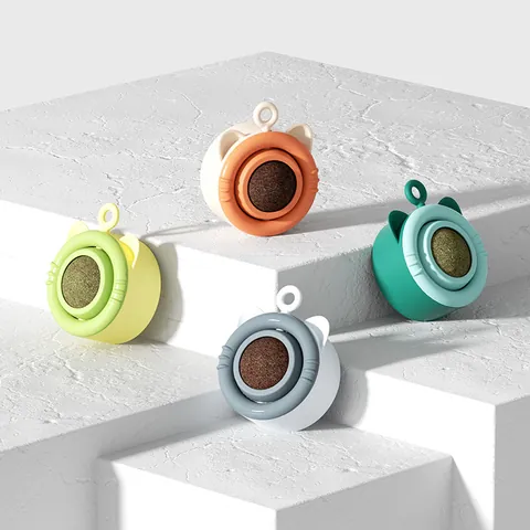 Rotating Catnip Ball Toy Wall Mount Gall Fruit Treat For Cats Dental Cleaning Molar Interactive Cartoon Kitty Toy