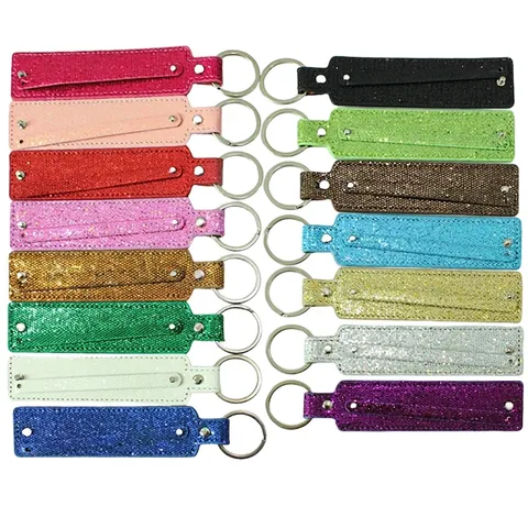 Glitter Pailletten Kunstleren Sleutelhanger Riem Voor Schuifletters Gepersonaliseerde Glinsterende PU Leren Sleutelhanger Vrouwen Tas Cadeau
