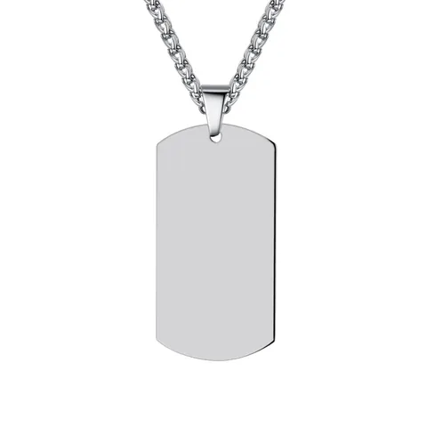 Titanium Steel Dog Tag Pendant Necklace Dragon Bone Chain For Men Women Polished Geometric Fashion Jewelry Accessory Gift