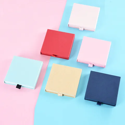 Jewelry Gift Boxes Drawer Style Cardboard Packaging And Velvet Drawstring Pouches For Earrings Bracelet Necklace Storage