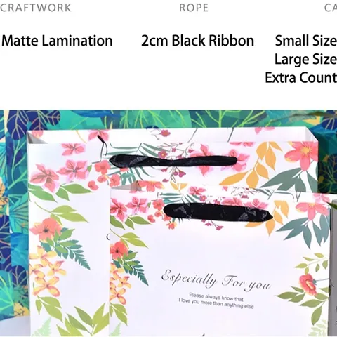 Sacchetto Regalo In Carta Con Fiori E Fenicotteri Con Manico In Nastro Per Compleanno San Valentino Matrimonio Romantico