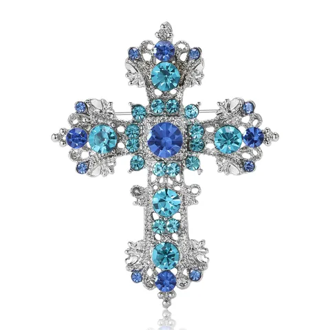 Spilla A Croce In Lega E Strass Vintage Lucida Traforata Pin Accessorio Per Abbigliamento Alla Moda Per Donne