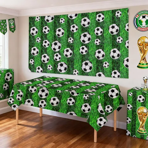 Voetbal Thema Plastic Tafelkleed Waterdicht Wegwerp Voetbalveld Patroon Voor Verjaardagsfeestje Sportevenement Decoratie