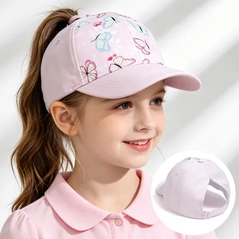 Ponytail Baseball Cap High Pony Tail Hole Sun Protection Adjustable Solid Color Leopard Butterfly Print Breathable Outdoor Sporty