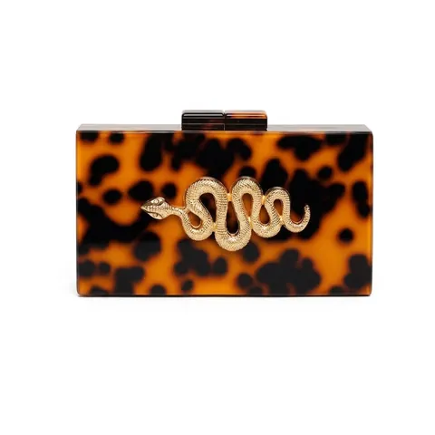 Bolso De Noche Acrílico Textura Carey Decoración Serpiente Dorada Cartera De Mano Con Cadena Bandolera Para Mujer