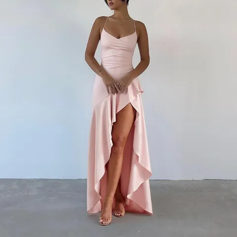 Damen Ein-Schulter Blumenmuster Meerjungfrau Midi-Kleid Satin Elegant Hohe Taille Rüschen Party Hochzeit Gast Kleid Für Damen