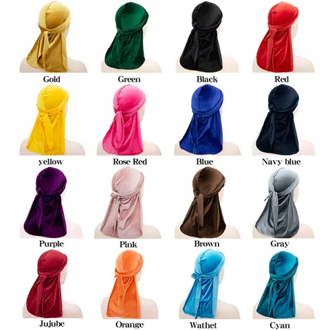 Durag in Velluto a Coda Lunga Copricapo Hip-Hop Cappello da Pirata Morbido Poliestere Turbante Regolabile per Uomo Donna Accessori per Capelli