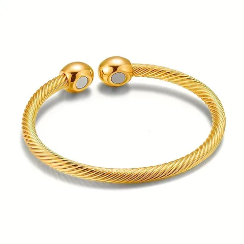 Stainless Steel Magnetic Twisted Cable Cuff Bracelet For Men Women Adjustable Open Bangle Jewelry Gift Gold Silver