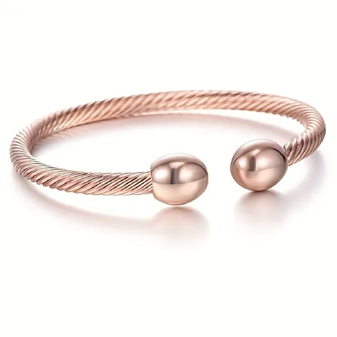 Stainless Steel Magnetic Twisted Cable Cuff Bracelet For Men Women Adjustable Open Bangle Jewelry Gift Gold Silver