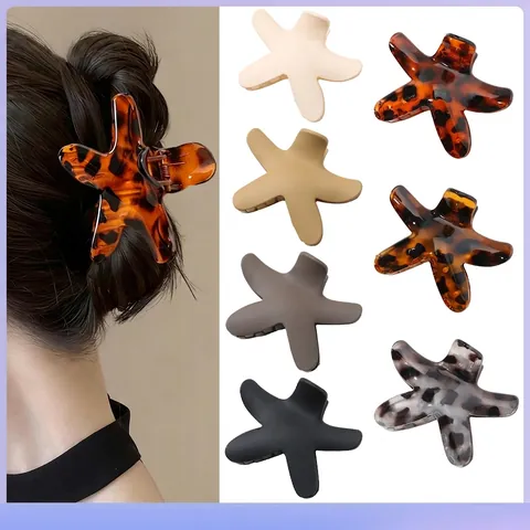 Molletta per Capelli a Forma di Stella Marina Donna Pinza per Capelli Opaca Lucida Tartarugata Leopardata Accessori Capelli