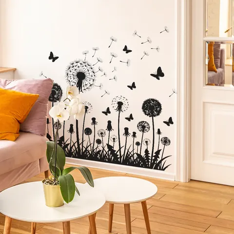 Pegatinas de Pared de Botella de Vidrio con Flores de Acuarela Impermeable PVC Calcomanías de Florero para Cocina Sala