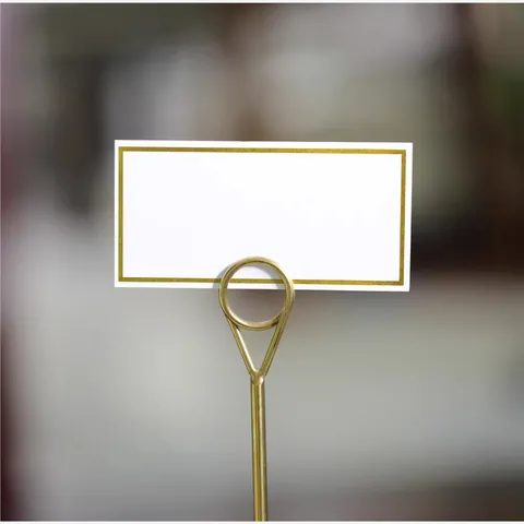 Elegant White Wedding Place Cards With Gold Foil Border Rectangular Table Name Cards For Banquet Party Guest Seating Decor