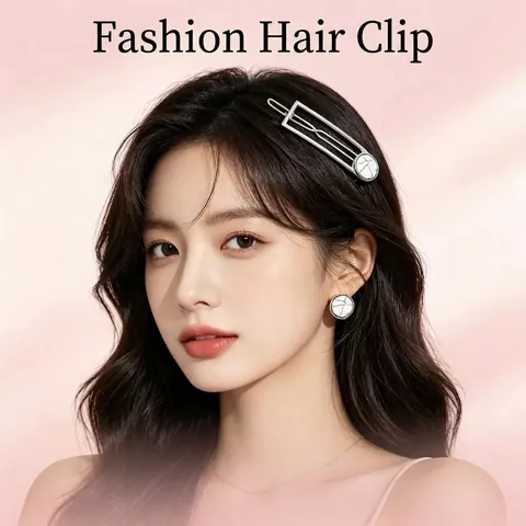 Modern Minimalistisch Geometrisch Hohl Rechteck Metall Haarspange Für Damen Legierung Haarnadel Mit Marmormuster Harz Seitenclip Schmuck