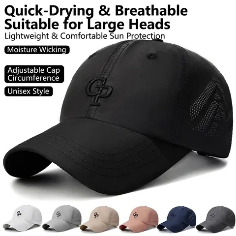 Gorra de Béisbol de Poliéster Transpirable de Secado Rápido Perforación Láser Bordado de Letras Parasol Ajustable Sombrero de Deportes al Aire Libre Hombre Mujer
