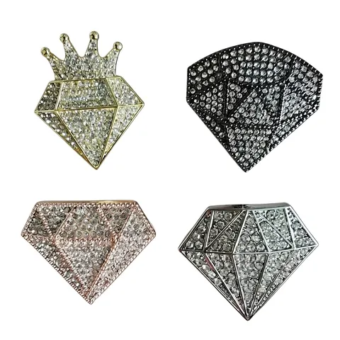 Elegante Spilla in Lega di Zinco con Strass a Forma di Diamante per Donna Spilla a Corona Geometrica Accessorio per Abbigliamento Oro Argento Nero Champagne