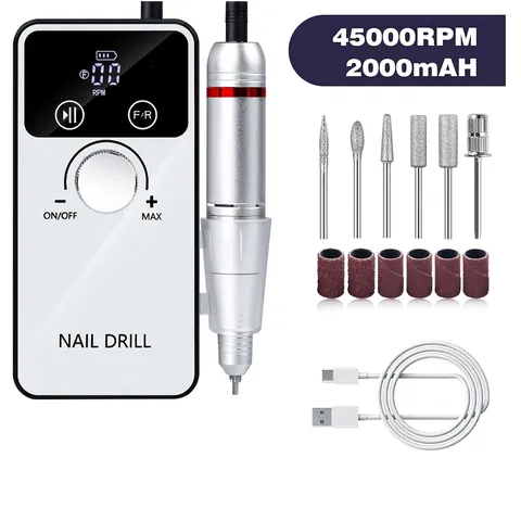 Fresa Per Unghie Elettrica Professionale Macchina Per Manicure E Pedicure Portatile Ricaricabile Con Display LCD Per Unghie In Gel Acrilico