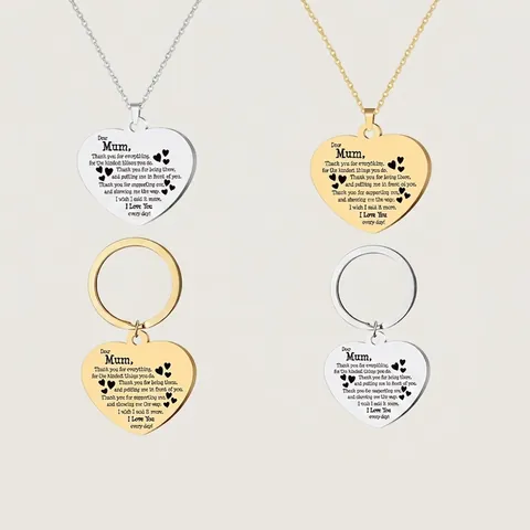 Collana Con Ciondolo A Cuore E Portachiavi In Acciaio Inossidabile Con Poesia Incisa Per Mamma Regalo Vintage Per Donne