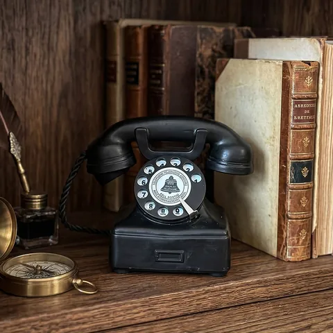 Vintage Wählscheibentelefon Modell Ornament Harz Retro Desktop Telefon Dekoration Für Zuhause Büro Amerikanischen Stil Schwarz