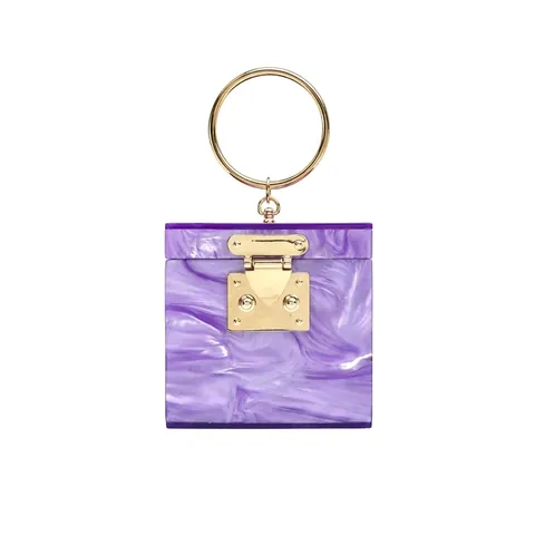 Marmormuster Acryl Box Abendtasche Mit Gold Metallring Griff Kette Gurt Luxus Quadrat Hart Handtasche Für Damen Party Hochzeit