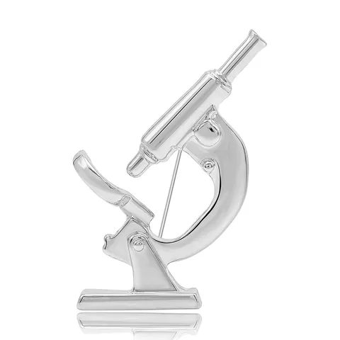 Creative Microscope Shape Alloy Rhinestone Brooch Fashion Medical Equipment Design Jewelry Pin For Women Accessories