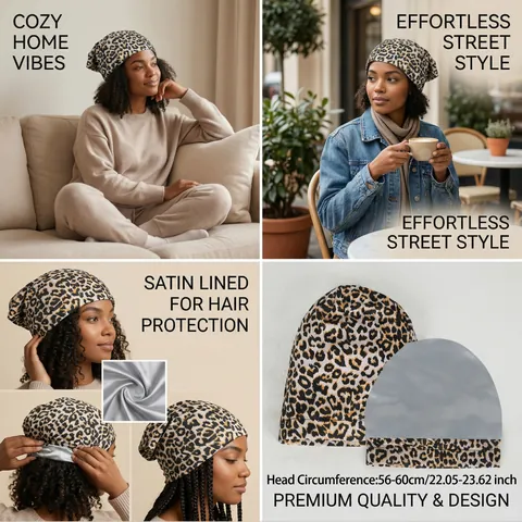 Cappello Turbante Stampato Bohemian da Donna Foderato in Raso Floreale Paisley Beanie Cap Stretch Chemo Copricapo Moda Cuffia da Notte