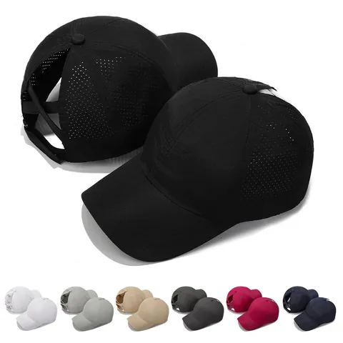 Damen Pferdeschwanz Baseballkappe Schnelltrocknend Mesh Atmungsaktiv Sonnenhut Verstellbar Leicht Outdoor Laufen Sommer Trucker Kappe