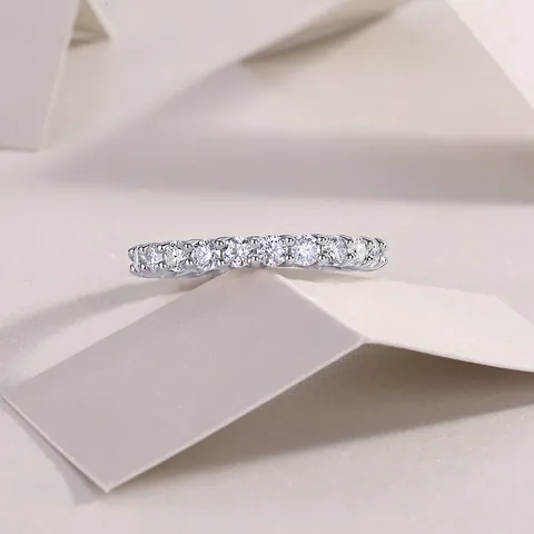 925 Sterlingsilber Moissanit Eternity Ring Für Damen Funkelnder Navetteschliff Rundschliff Ehering Nischen-Design Schmuck Geschenk