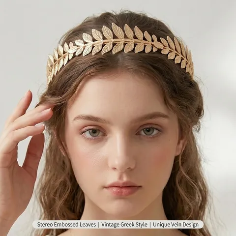 Vintage Gold Laurel Leaf Crown Baroque Olive Branch Tiara Headband For Wedding Bridal Party Women Hair Accessories