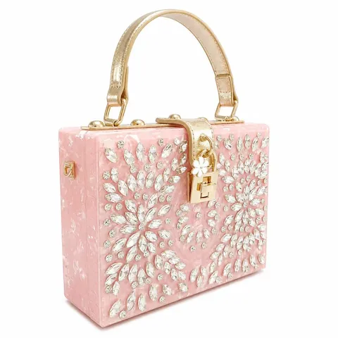 Borsa Da Sera In Acrilico Con Fiore Di Strass Motivo Marmoreo Pochette Rigida Per Matrimonio Festa Evento Formale Donne