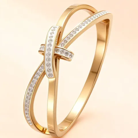 Titanstahl Strass Armreif Für Damen Eleganter Schleifen Armband Elch Wald Holz Einlage Ring Set Mode Schmuck