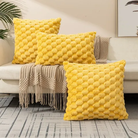 Fodera Per Cuscino Velluto Trama Bolle Federa Decorativa Tinta Unita Per Divano Letto