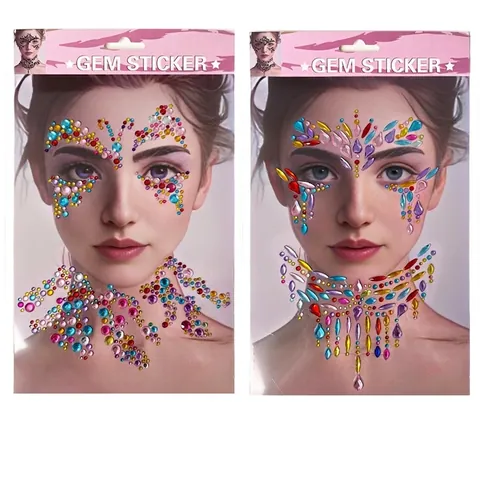 Adesivi Gioiello per Viso e Corpo per Festival Strass Colorati Autoadesivi per Feste in Maschera Festival Musicali Trucco Donna