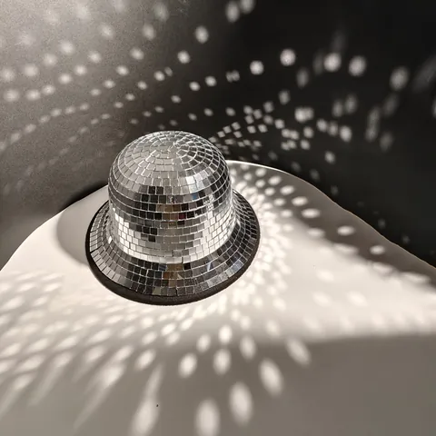 Chapeau Bob Disco Ball Miroir Argenté pour Femme Fête Festival de Musique Rétro Réfléchissant Accessoire de Coiffure de Scène