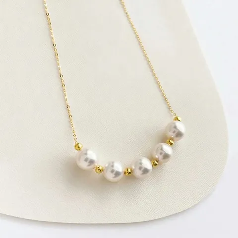 Bracciale in Argento Sterling 925 Placcato Oro Con Perle per Donna Minimalista Stile Coreano Regolabile Gioielli Regalo