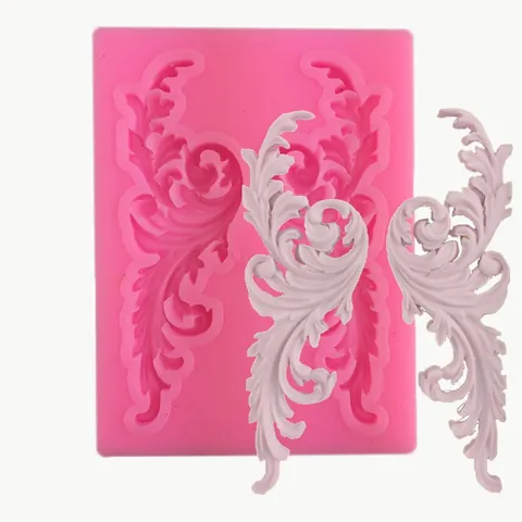 Baroque Symmetrical Wing Leaf Silicone Mold For Fondant Cake Decoration Aromatherapy Gypsum Resin DIY Baking Tool Craft Pink