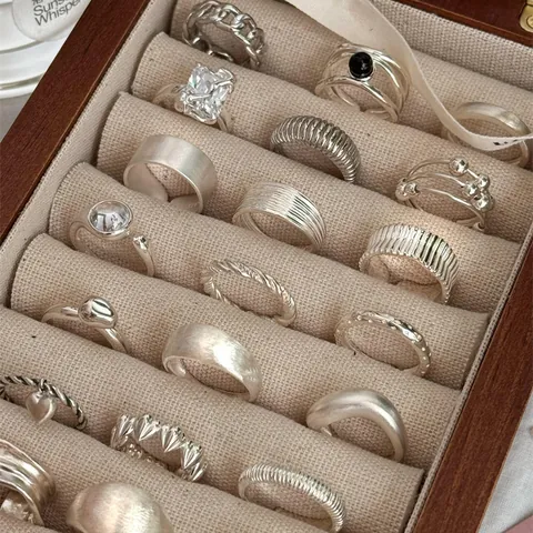 Anillos Ajustables Abiertos De Plata De Ley 925 Vintage Para Mujer Diseño De Nicho Joyería Elegante Retro Minimalista Regalo