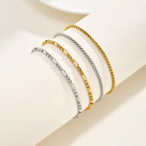 Stainless Steel Box Chain Necklace Bracelet For Women Men 18K Gold Plated Minimalist Geometric Link Chain Fashion Jewelry
