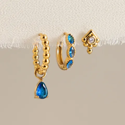 Pendientes de Aro Botón y Gota de Acero Inoxidable con Strass Hipoalergénico Resistente al Agua Joyería de Moda Mujer Regalo