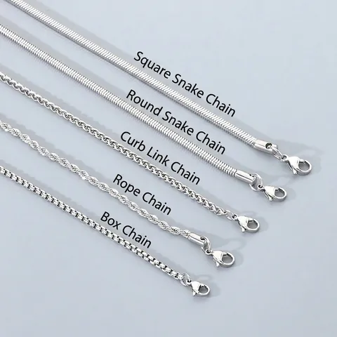 Stainless Steel Basic Chain Necklace For Men Women Minimalist Rope Snake Box Wheat Basket Link Sweater Chain Jewelry Gift