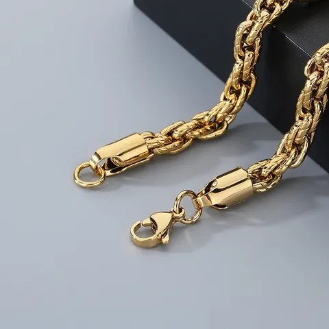 Gedrehtes Seilkette Armband Edelstahl Herren Punk Hip Hop Modeschmuck 18K Vergoldet Vintage Schwarz Silber