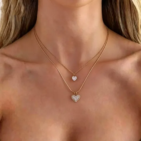 Collana con Ciondolo a Cuore in Acciaio Inossidabile 304 per Donna Placcata in Oro Strass Gioielli di Nicchia Catena