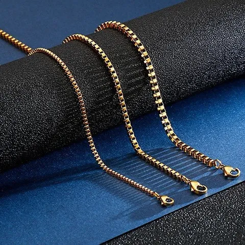 Minimalist Stainless Steel Box Chain Necklace For Men Women Gold Silver Plated Basic Clavicle Link Chain DIY Jewelry Accessories
