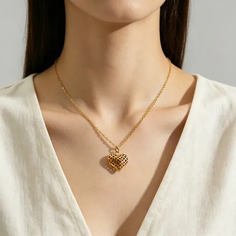 Collier Pendentif en Acier Inoxydable Plaqué Or 18K pour Femmes Sirène Amusante Tasse à Café Coeur Animaux Chien Oiseau Homard Bijoux